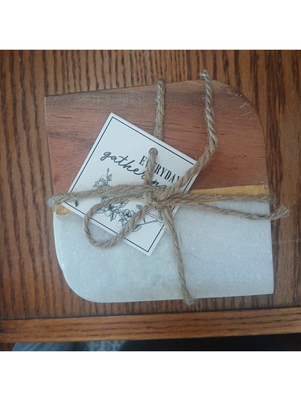 Coasters Marble Wood Threshold 4" Square Set of 4